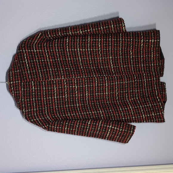 Massimo Dutti Acrylic Blend  Red Tweed Coat Small - Picture 7 of 11